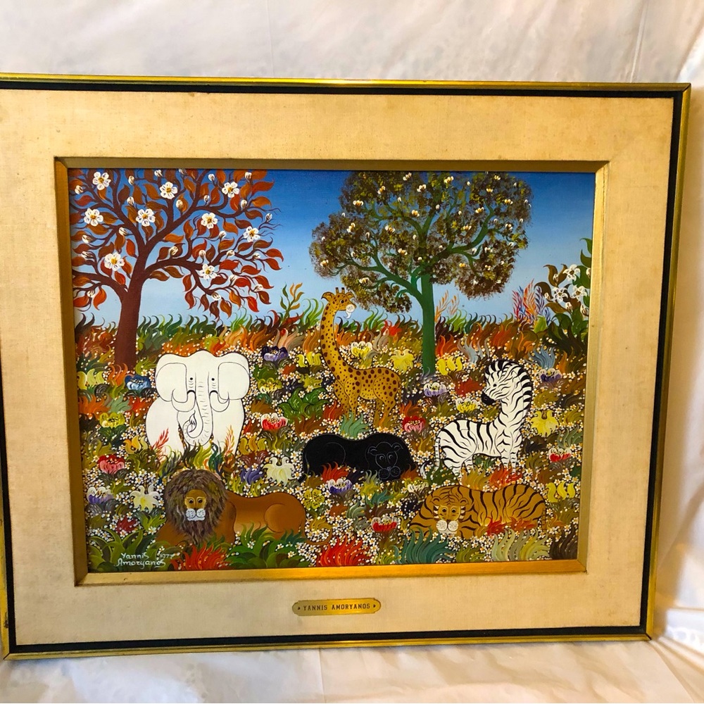Greece: Jungle series Greek artist Yannis Amoryanos original art oil on canvas